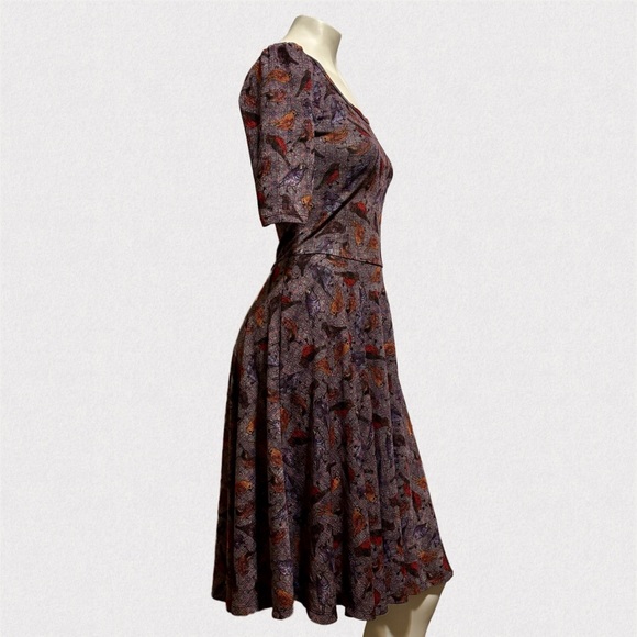 LuLaRoe Nicole Bird Print Fit & Flare Dress Size S  A-Line Stretch Knit - Picture 5 of 7